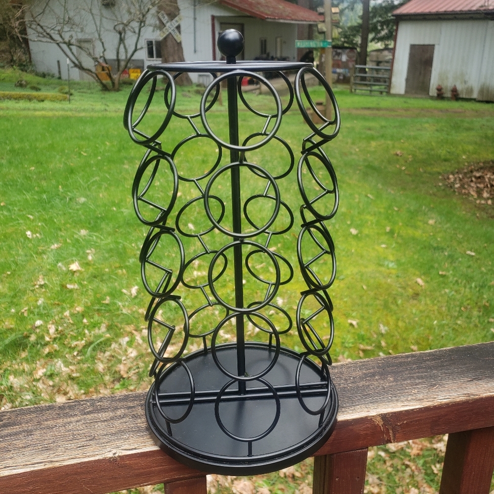 Black Coffee Pods Organizer - Rotating Metal Tower/Stand/Rack - Holds 35